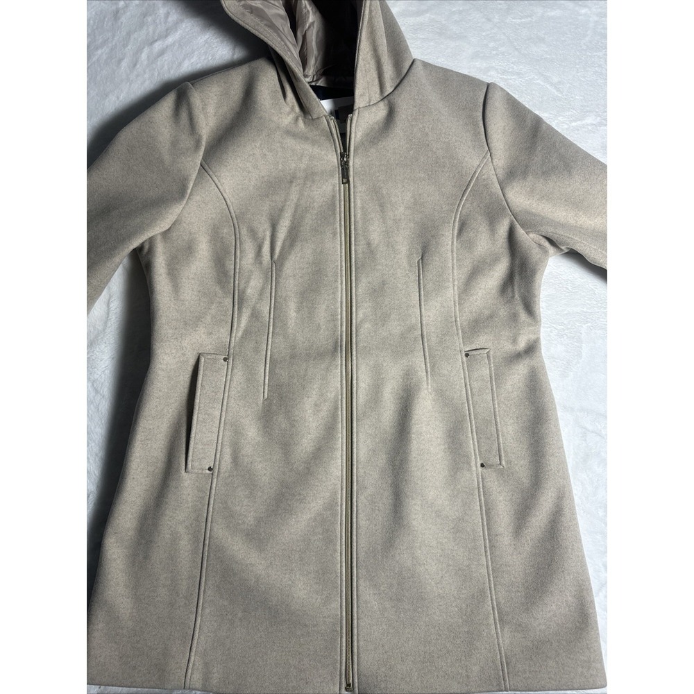 Vince Camuto hooded faux wool women's zip Jacket Mid length‎ Tan XXL